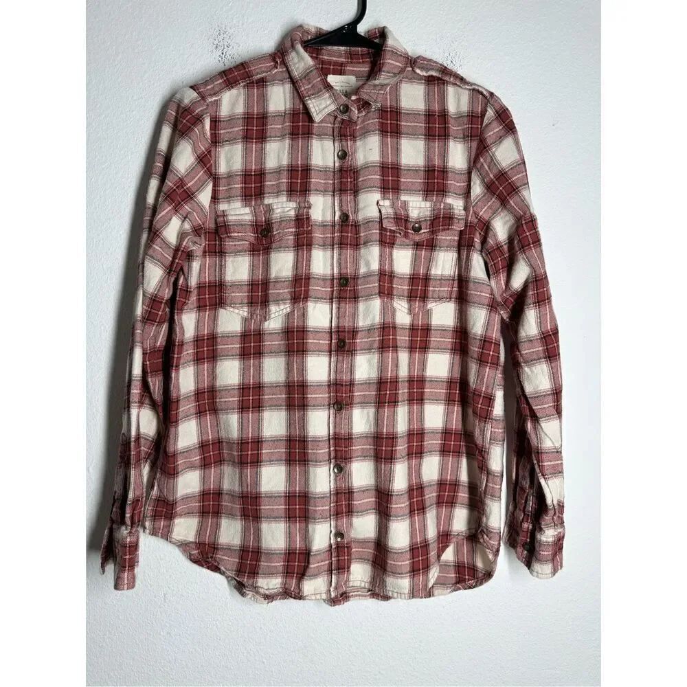 Billabong Women’s Long Sleeve Button Down Multi-Color Plaid Flannel Shirt Size L